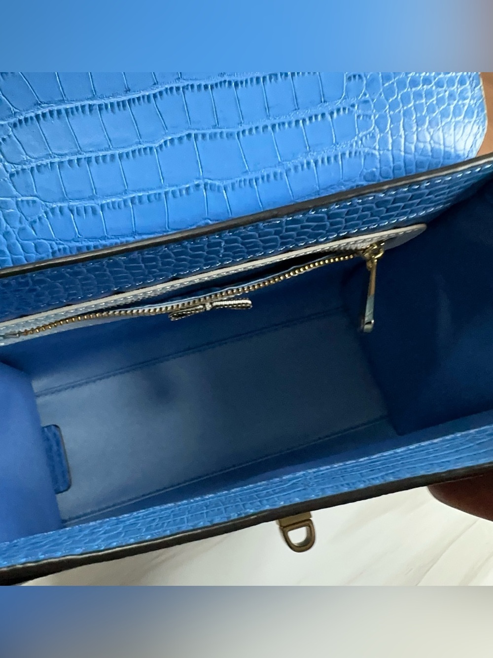 Henri Bendel Mini Uptown Satchel Blue Croc - Picture 7 of 10